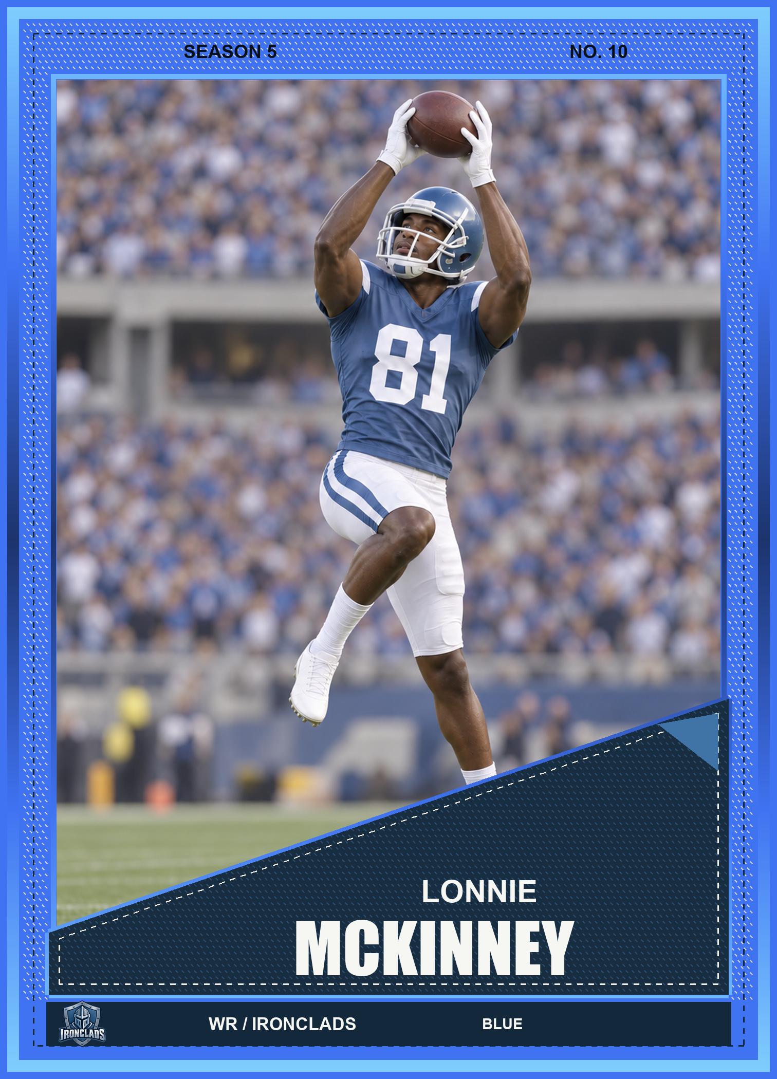 Lonnie McKinney blue card, Ironclads wide receiver