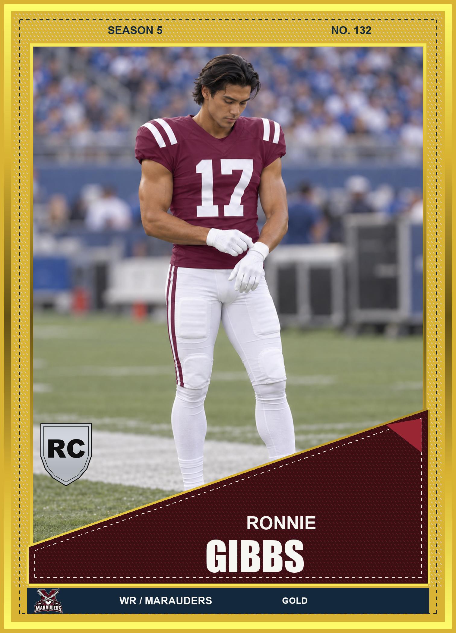 Ronnie Gibbs gold rookie card, Marauders wide receiver